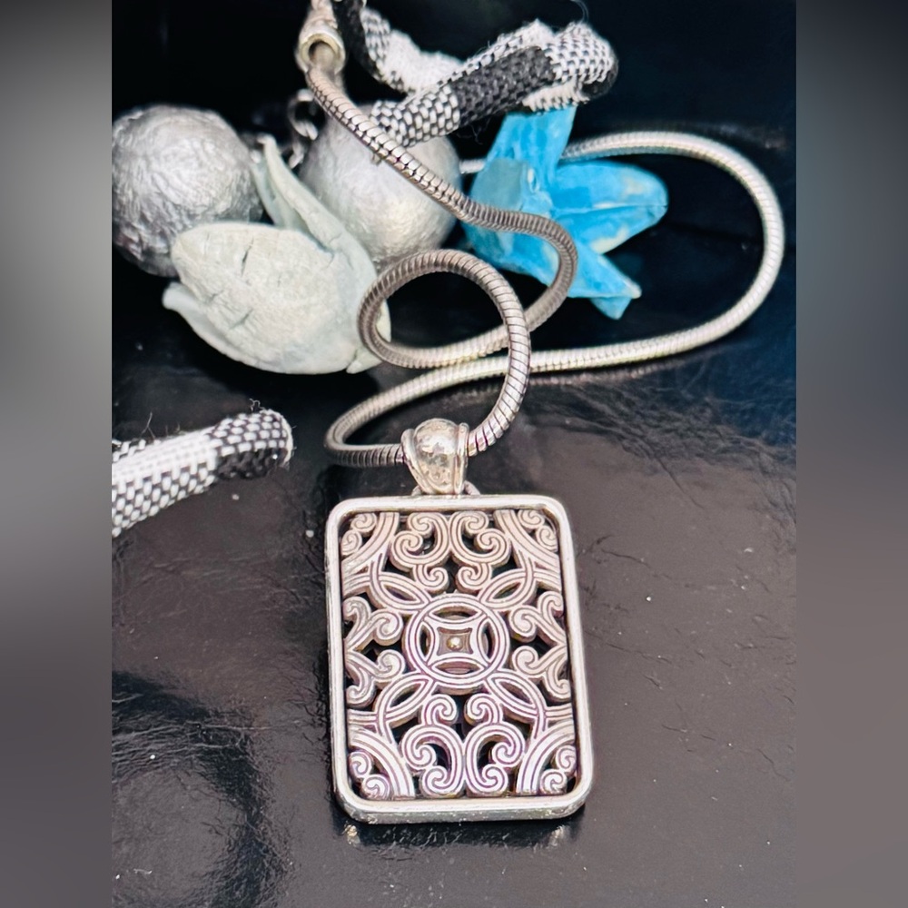 Brighton Rectangle Scroll Silver Pendant Necklace - image 2